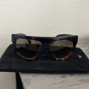 Celine two tone shield sunglasses w/ case- black Havana flat top NEED GONE ASAP
